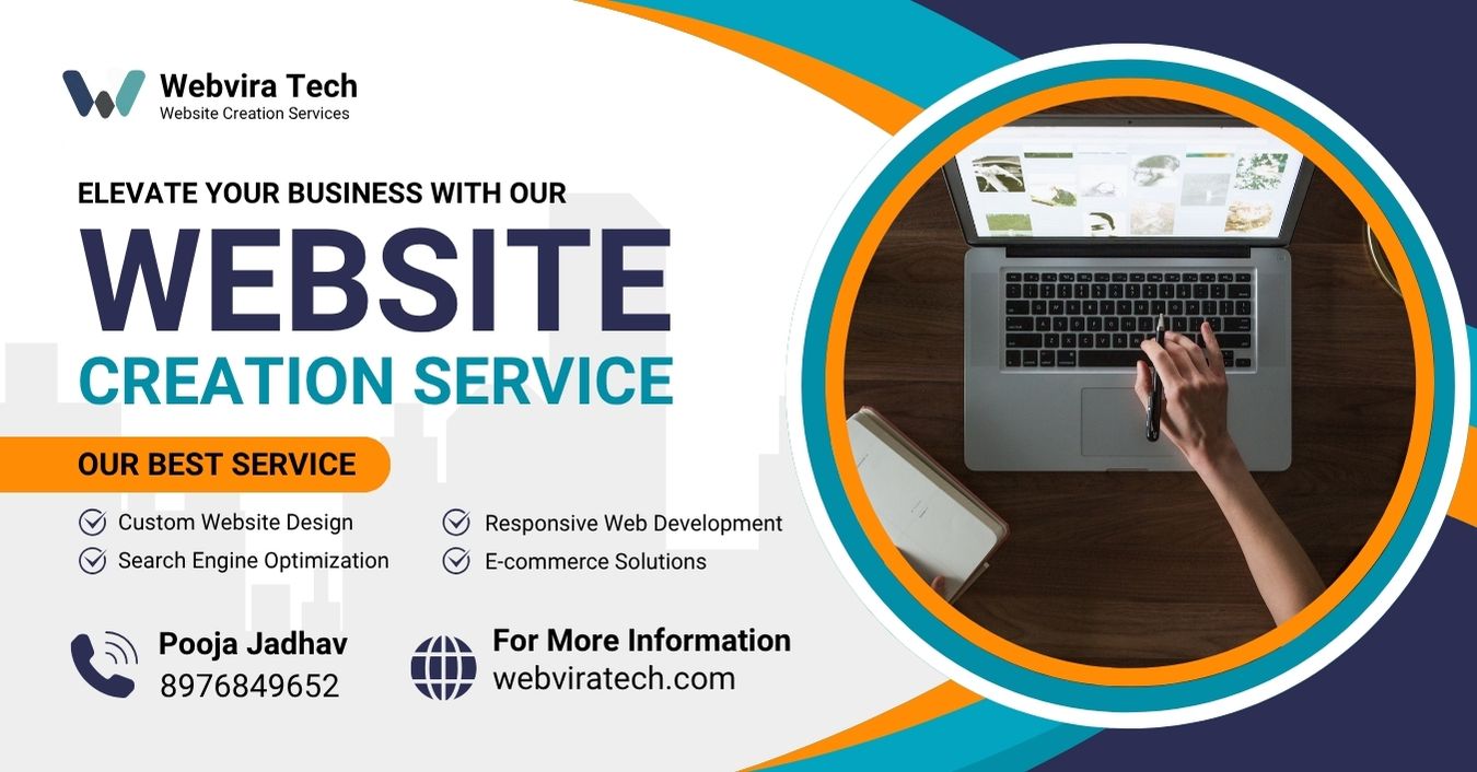 blue and yellow modern website creation service facebook ad